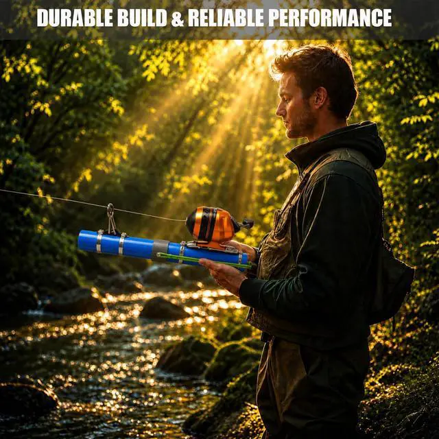 Alt view image 6 of 7 - Fishing Catapult Rod, Portable Catapult Fishing Pole with Reel & Metal Lure, Complete Casting Kit with 2 Latex Tubes & Carry Bag for Saltwater and Freshwater Fishing Gear