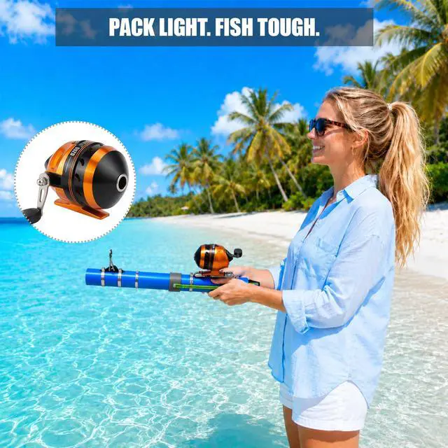 Alt view image 5 of 7 - Fishing Catapult Rod, Portable Catapult Fishing Pole with Reel & Metal Lure, Complete Casting Kit with 2 Latex Tubes & Carry Bag for Saltwater and Freshwater Fishing Gear