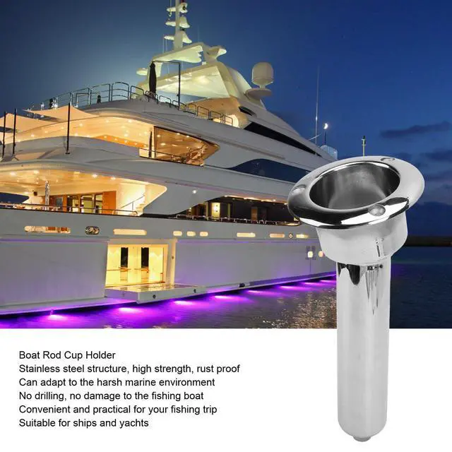 Alt view image 2 of 7 - Heavy Duty Stainless Steel Deluxe Rod Holders, 2 in 1 Flush Mount Fishing Rod Pole Holders, 0 15 30 Degree Boat Fishing Rod Cup Holder 280mm Round Top Cup Holder for Yacht Ship