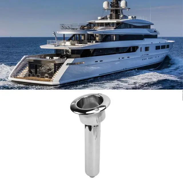 Alt view image 4 of 7 - Heavy Duty Stainless Steel Deluxe Rod Holders, 2 in 1 Flush Mount Fishing Rod Pole Holders, 0 15 30 Degree Boat Fishing Rod Cup Holder 280mm Round Top Cup Holder for Yacht Ship