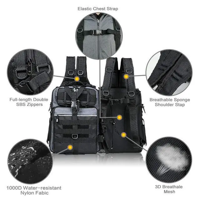 Alt view image 5 of 7 - Outdoor Tackle Bag - Large Water-Resistant Fishing Backpack
