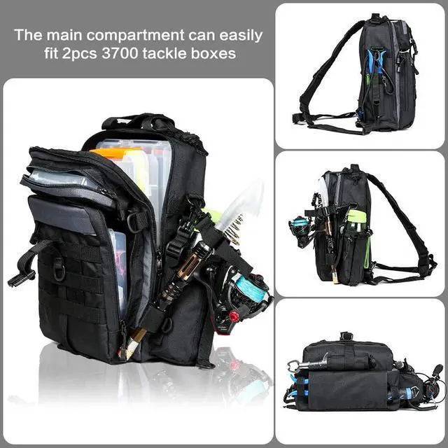 Alt view image 3 of 7 - Outdoor Tackle Bag - Large Water-Resistant Fishing Backpack