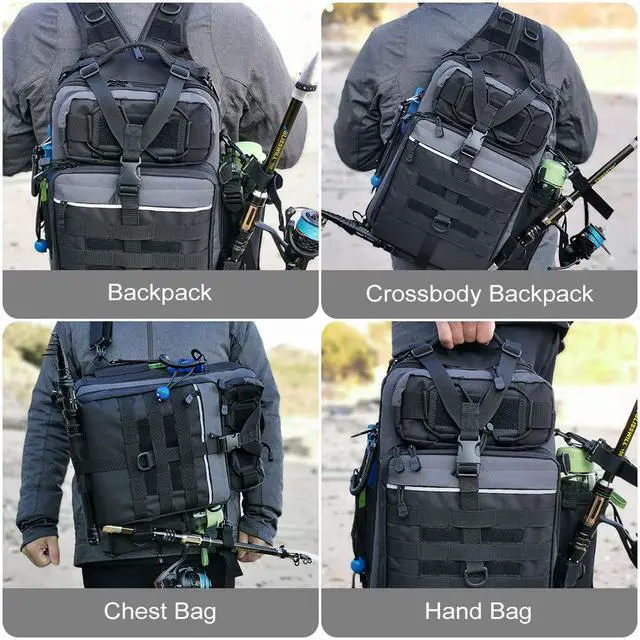 Alt view image 7 of 7 - Outdoor Tackle Bag - Large Water-Resistant Fishing Backpack