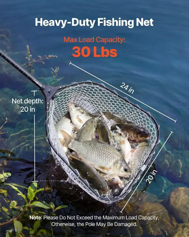 Alt view image 5 of 7 - Fishing Net, Landing Nets with Telescopic Handle Lightweight and Stronger Fish Gear, Durable and Fish-Friendly, for Kayak, Boat, Bank, Pond