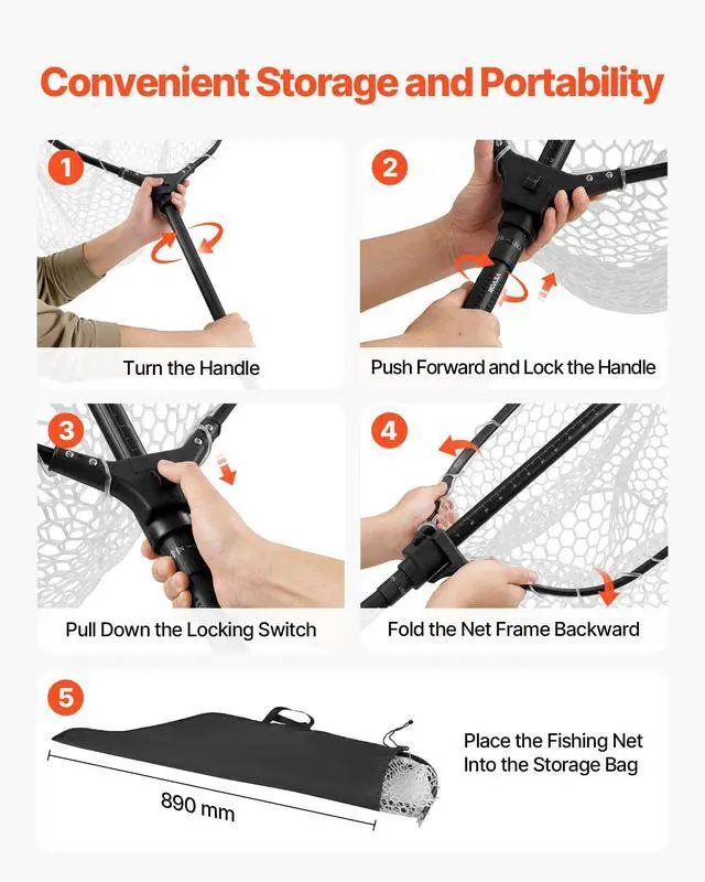 Alt view image 6 of 7 - Fishing Net, Landing Nets with Telescopic Handle Lightweight and Stronger Fish Gear, Durable and Fish-Friendly, for Kayak, Boat, Bank, Pond