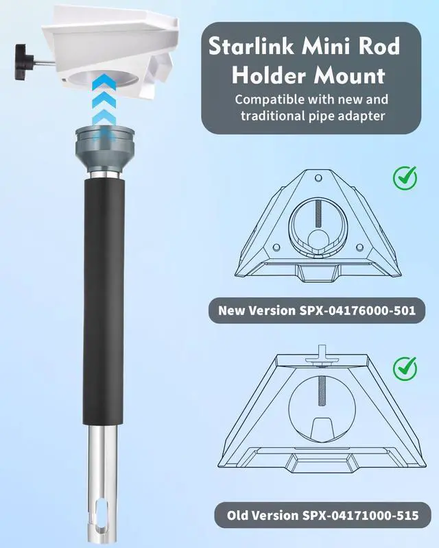 Alt view image 2 of 7 - Starlink Mini Rod Holder Mount, Marine-Grade 316 Stainless Steel Boat Mount with Pipe Adapter for Starlink Mini Antenna Perfect for Boats, Yachts, Sailboats, Trawlers & RVs