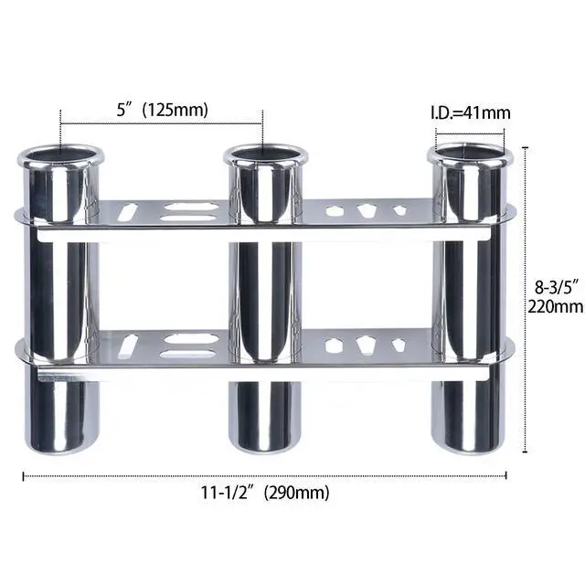 Alt view image 2 of 6 - Fishing Rod Holder for Boat, Vertical Wall Mounted Fishing Rod Rack, Stainless Steel Rod Holder for Marine Boat,Fishing Boat, Truck (3 Tubes Upgrade)