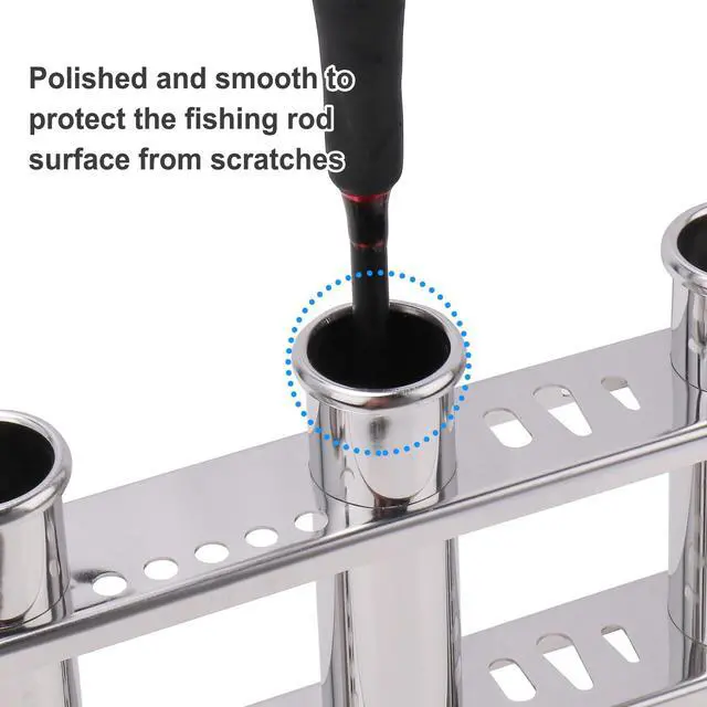 Alt view image 3 of 6 - Fishing Rod Holder for Boat, Vertical Wall Mounted Fishing Rod Rack, Stainless Steel Rod Holder for Marine Boat,Fishing Boat, Truck (3 Tubes Upgrade)