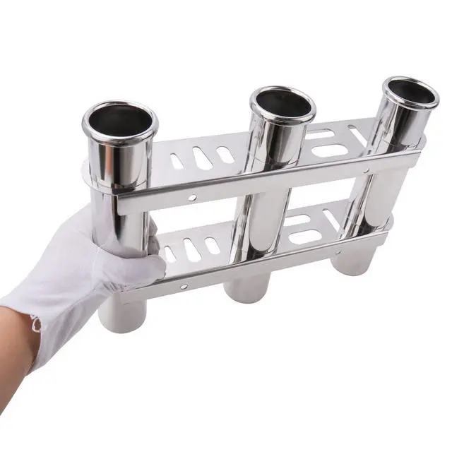 Alt view image 4 of 6 - Fishing Rod Holder for Boat, Vertical Wall Mounted Fishing Rod Rack, Stainless Steel Rod Holder for Marine Boat,Fishing Boat, Truck (3 Tubes Upgrade)