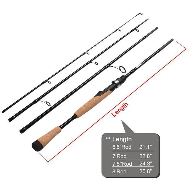 Alt view image 7 of 7 - 4 Pieces Travel Spinning Rod Medium Carbon Spinning Fishing Rod Portable Fishing Rod
