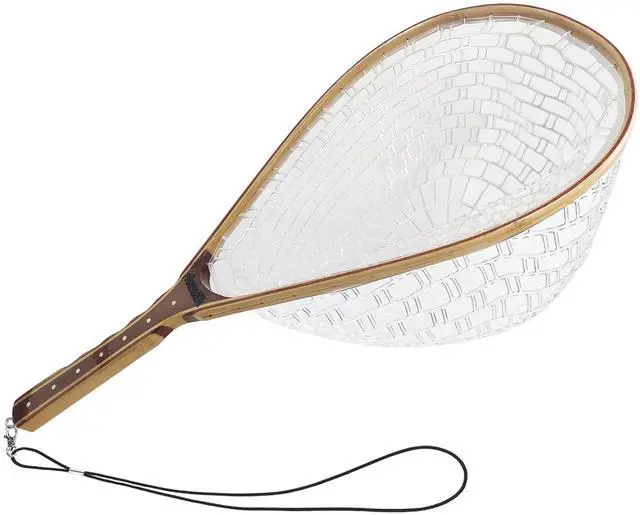 Main image of Fly Fishing Net Landing Net Wooden Net Soft Rubber Mesh Trout Net Freshwater Saltwater Fishing Net with Safety Cord Net Gifts for Father Men
