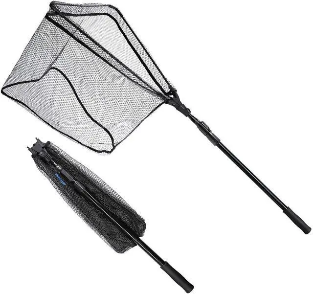 Main image of Collapsible Telescopic Fishing Net Rubber Coated Salt/Freshwater | Rubber coated net, fiberglass pole, non-slip rubber handle, various telescopic sizes, one-click storage