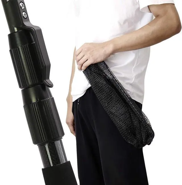 Alt view image 5 of 7 - Collapsible Telescopic Fishing Net Rubber Coated Salt/Freshwater | Rubber coated net, fiberglass pole, non-slip rubber handle, various telescopic sizes, one-click storage
