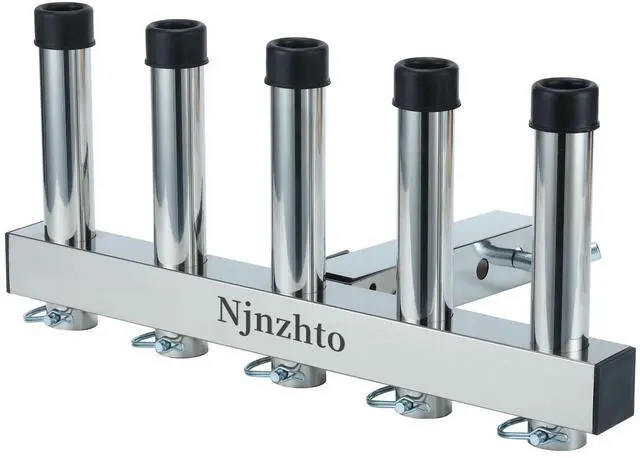 Main image of Stainless Steel Hitch Fishing Rod Holder,Hitch Mount Rod Holder,One Piece Welding, with Buffer Foam,5-Tube Design for 2" Hitch Receivers with Anti Drop Quick Release Pin,Fishing Pole Holder
