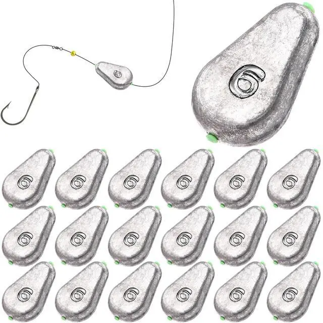 Main image of No Roll Sinker Fishing Weights, Flat Inline Sinkers Weights No Snag Slip Sinkers Saltwater Flat Bank River Surf Fishing Gear Tackle for Freshwater Catfish Rig