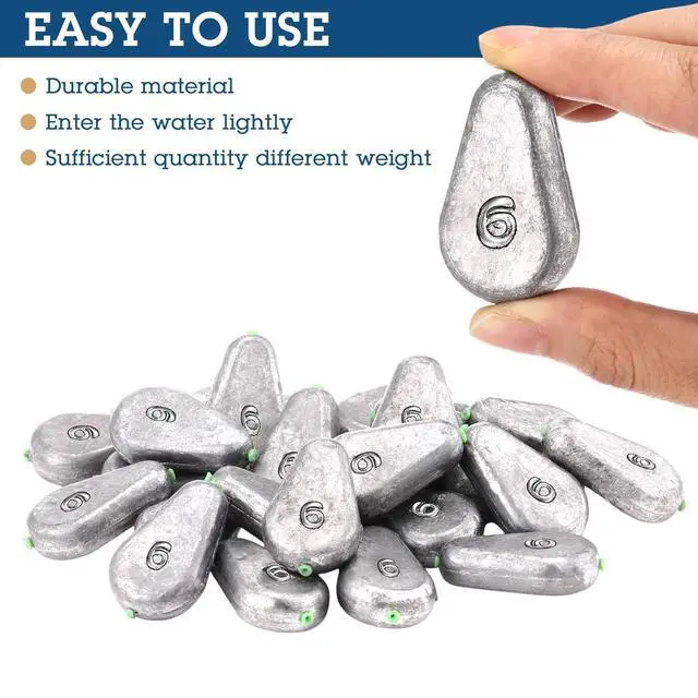 Alt view image 3 of 7 - No Roll Sinker Fishing Weights, Flat Inline Sinkers Weights No Snag Slip Sinkers Saltwater Flat Bank River Surf Fishing Gear Tackle for Freshwater Catfish Rig