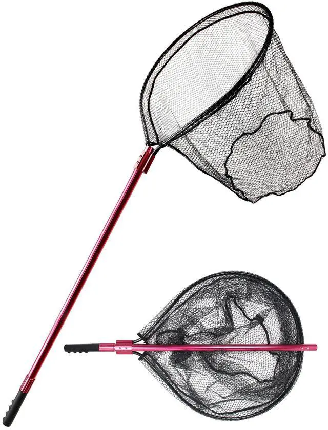 Main image of Extra Large Fishing Landing Net - 72"-94" Heavy Duty Telescopic Aluminum Handle, Snag-Free Rubber Mesh for Saltwater Boat, Net Hoop 28x24in, 30in Deep