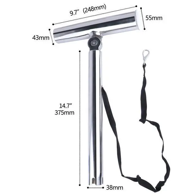 Alt view image 2 of 6 - Outrigger Fishing Rod Holders, 2Pcs Stainless Steel Outrigger Rod Holders Adjustable Pole Holder with Safety Strap & Quick-Release Clip for Pontoon Boats, Yachts, Fishing