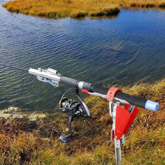 Alt view image 6 of 7 - Automatic Spring Fishing Rod Holder 2 Pack - Stainless Steel for Ground Support Brackets, Adjustable Sensitivity & Folding Fish Pole Rack