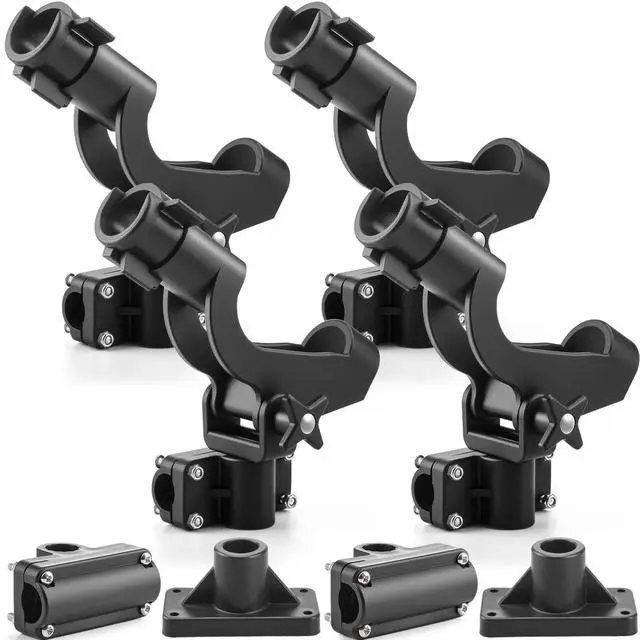 Main image of 4 Pcs Fishing Rod Holder for Boat Adjustable Kayak Swivel Fishing Pole Holders Accessories, Black