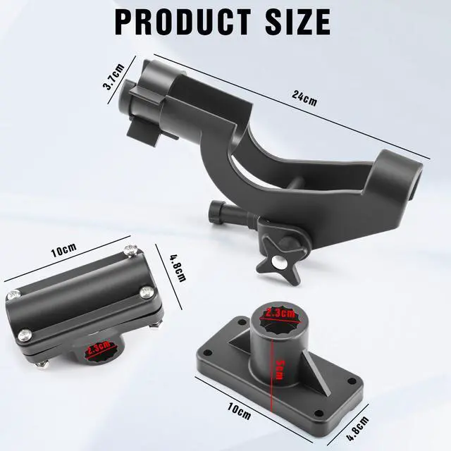 Alt view image 2 of 7 - 4 Pcs Fishing Rod Holder for Boat Adjustable Kayak Swivel Fishing Pole Holders Accessories, Black