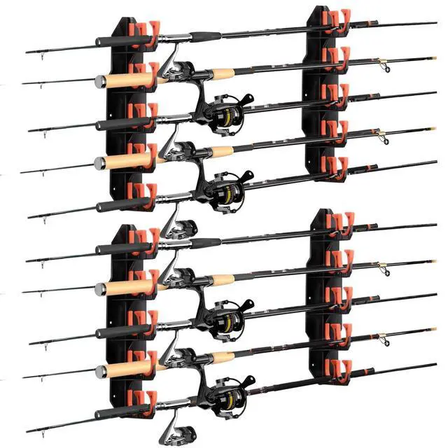 Main image of Fishing Rod Holders, Fishing Pole Holders for Garage, Wall or Ceiling Mounted Fishing Rod Rack Holds Up to 10 Rods(2 Pack)