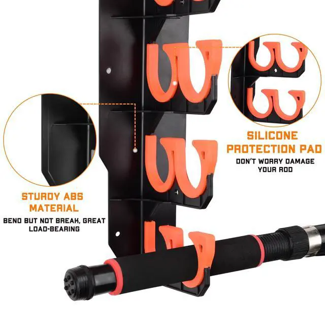 Alt view image 3 of 6 - Fishing Rod Holders, Fishing Pole Holders for Garage, Wall or Ceiling Mounted Fishing Rod Rack Holds Up to 10 Rods(2 Pack)