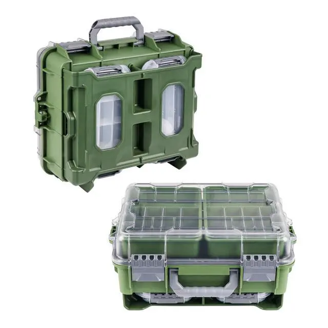 Alt view image 6 of 7 - Waterproof Tackle Box, Portable Fishing & Tackle Storage Box with Two 3500 Stowaway Boxes and Removable Dividers, Tackle Box, Thicker Floating Airtight Stowaway,Pink/Green/Blue/Grey