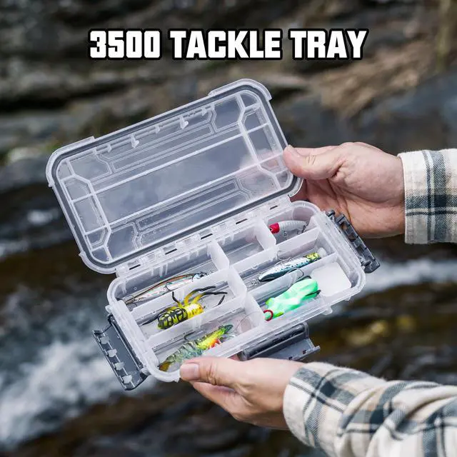 Alt view image 6 of 7 - Waterproof Tackle Box, Portable Fishing & Tackle Storage Box with Two 3500 Stowaway Boxes and Removable Dividers, Tackle Box, Thicker Floating Airtight Stowaway,Pink/Green/Blue/Grey