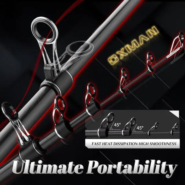 Alt view image 5 of 7 - OXMAN Telescopic Surf Fishing Rod 11'8''/ 12'8''/13'8''/15'/16'4''Long Shot Portable Travel Inshore Pole 27T High Carbon Fiber Lightweight Stainless Steel Guides Bass Salmon Trout Rod