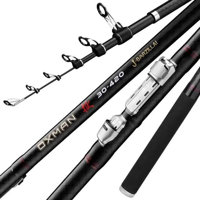 Alt view image 7 of 7 - OXMAN Telescopic Surf Fishing Rod 11'8''/ 12'8''/13'8''/15'/16'4''Long Shot Portable Travel Inshore Pole 27T High Carbon Fiber Lightweight Stainless Steel Guides Bass Salmon Trout Rod