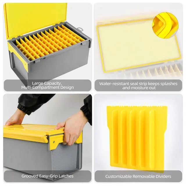 Alt view image 2 of 7 - Fishing Large Tackle Box Rigid Hard Lure Organizer for Hard Bait Storage, Capacity Multi-Slot Organizer for Home Storage & Outdoor Freshwater and Saltwater Fishing