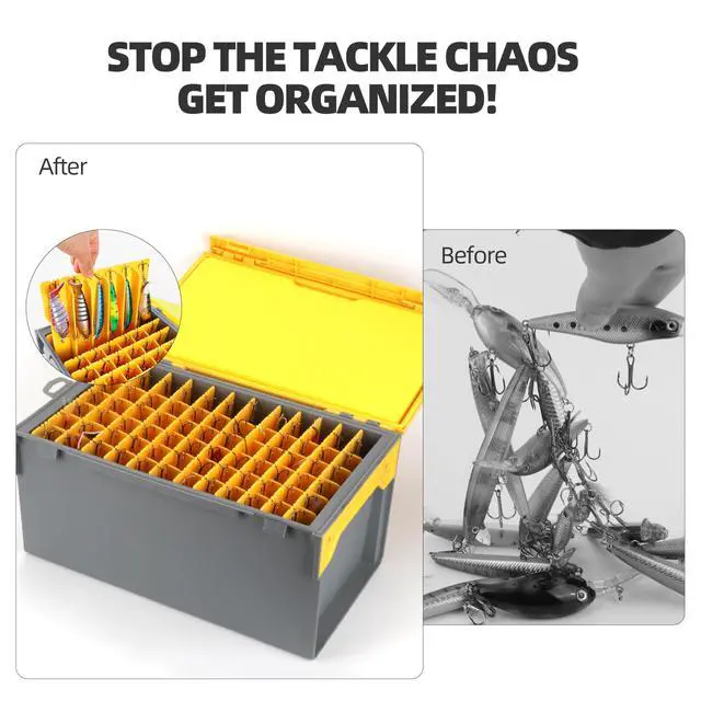 Alt view image 3 of 7 - Fishing Large Tackle Box Rigid Hard Lure Organizer for Hard Bait Storage, Capacity Multi-Slot Organizer for Home Storage & Outdoor Freshwater and Saltwater Fishing