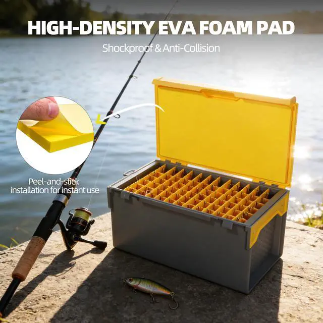 Alt view image 4 of 7 - Fishing Large Tackle Box Rigid Hard Lure Organizer for Hard Bait Storage, Capacity Multi-Slot Organizer for Home Storage & Outdoor Freshwater and Saltwater Fishing