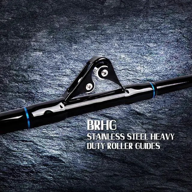 Alt view image 3 of 7 - Saltwater Fishing Rod 1 Piece Trolling Rod Deep Drop Sea Roller Rod Big Game Conventional Boat Heavy Duty Fishing Pole (5'6"/6',50-80lbs/80-120lbs/120-200lbs)