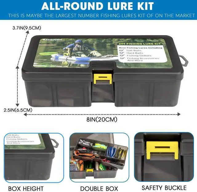 Alt view image 5 of 7 - Fishing Lures Kit, Bass Fishing Gear Kit for Freshwater Tackle Box with Tackle Included Topwater Baits, Swimbaits, Frog, Fsihing Bait Accessories Gift for Men