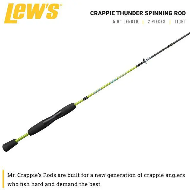 Alt view image 2 of 6 - Crappie Thunder Spinning Fishing Rod, Light Power, Fast Action, Premium 2-Piece Graphite Blank, EVA Split Grip Handle