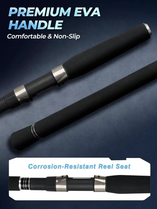 Alt view image 6 of 7 - 7FT Fishing Rod, 24T Carbon Fiber Telescopic & 4-Piece Travel Rod, Spin and Cast Options, Stainless Steel Guides with Ceramic Inserts, for Bass, Trout, Catfish, Freshwater & Inshore Fishing