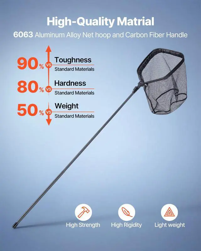 Alt view image 2 of 7 - Fishing Net, Landing Nets with Telescopic Handle Lightweight and Stronger Fish Gear, Durable and Fish-Friendly, for Kayak, Boat, Bank, Pond