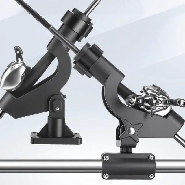 Alt view image 3 of 7 - 4 Pcs Fishing Rod Holder for Boat Adjustable Kayak Swivel Fishing Pole Holders Accessories, Black
