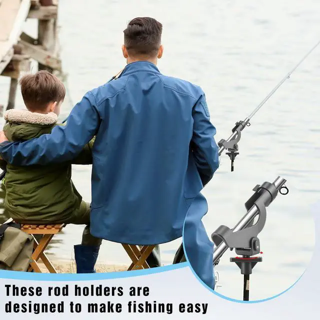 Alt view image 4 of 7 - 4 Pcs Fishing Rod Holder for Boat Adjustable Kayak Swivel Fishing Pole Holders Accessories, Black