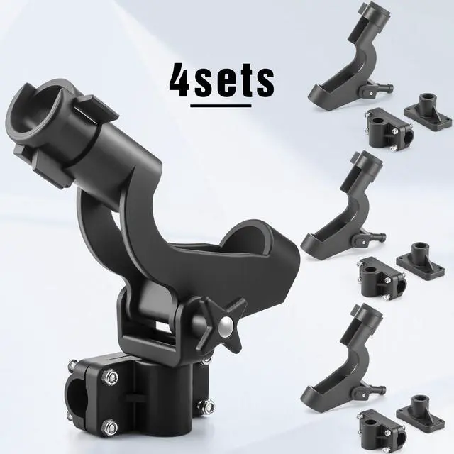 Alt view image 5 of 7 - 4 Pcs Fishing Rod Holder for Boat Adjustable Kayak Swivel Fishing Pole Holders Accessories, Black