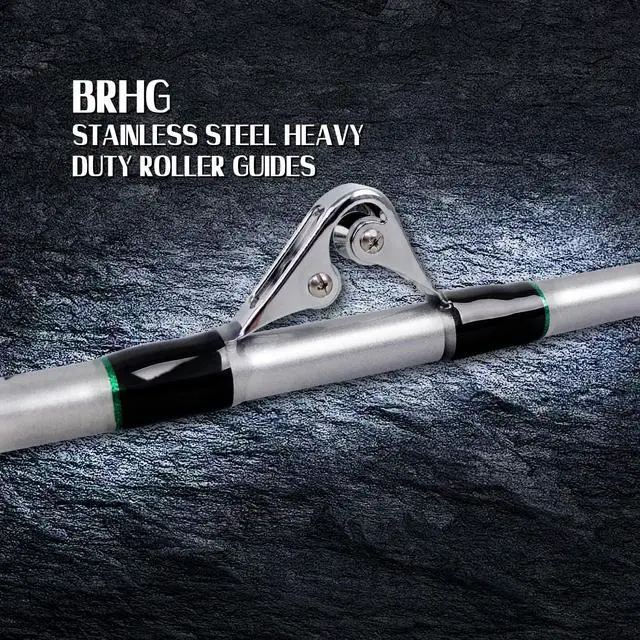Alt view image 2 of 7 - Saltwater Fishing Rod 1 Piece Trolling Rod Deep Drop Sea Roller Rod Big Game Conventional Boat Heavy Duty Fishing Pole (5'6"/6',50-80lbs/80-120lbs/120-200lbs)