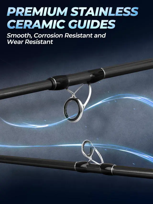 Alt view image 5 of 7 - 7FT Fishing Rod, 24T Carbon Fiber Telescopic & 4-Piece Travel Rod, Spin and Cast Options, Stainless Steel Guides with Ceramic Inserts, for Bass, Trout, Catfish, Freshwater & Inshore Fishing