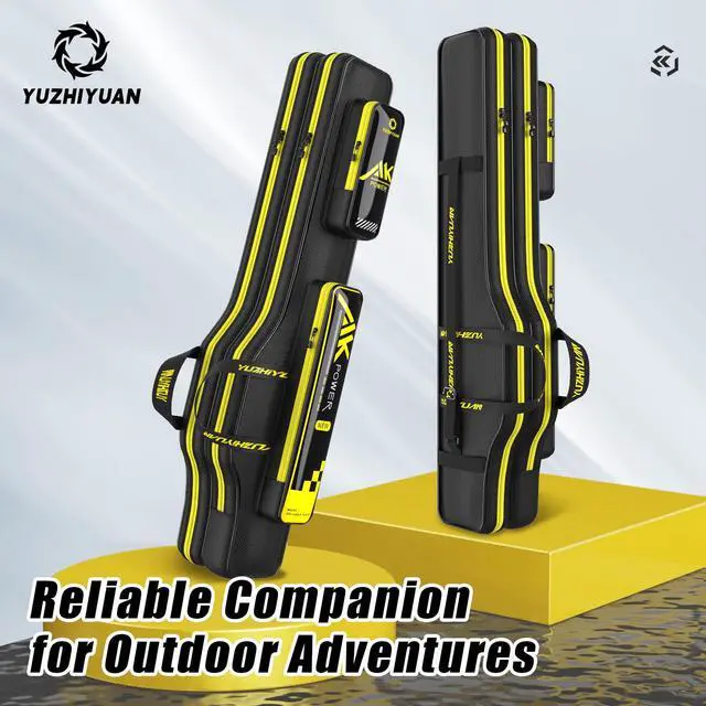 Alt view image 6 of 7 - Fishing Rod Case 51in Double-Layer 1680D Heavyweight Oxford Fishing Pole Case & Bag with Wire Frame Support(Not Hardshell)Quick-Access Compartments Anti-Sag Design Fishing Rod Bag Fishing Gift for Men