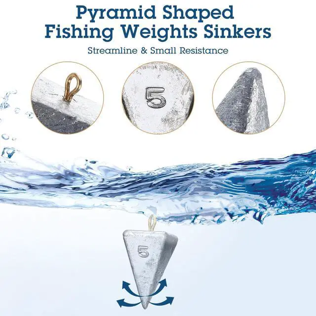 Alt view image 3 of 7 - 18 Pieces Pyramid Sinkers Fishing Weights Triangle Fishing Sinkers Rig Pyramid Sinker for Ocean Saltwater Surf Bass Casting Gear Tackle