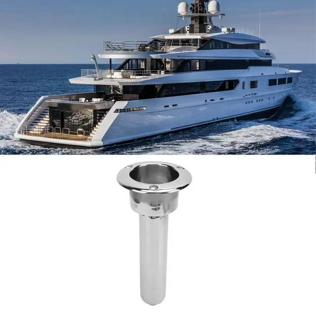 Alt view image 4 of 7 - Heavy Duty Stainless Steel Deluxe Rod Holders, 2 in 1 Flush Mount Fishing Rod Pole Holders, 0 15 30 Degree Boat Fishing Rod Cup Holder 280mm Round Top Cup Holder for Yacht Ship