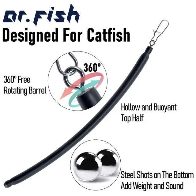 Alt view image 3 of 7 - 6 Pack Dragging Weights for Catfishing, Drifting Weight Freshwater Fishing Sinkers Bottom Search Slip Stick Trolling Catfish Tackle Gear