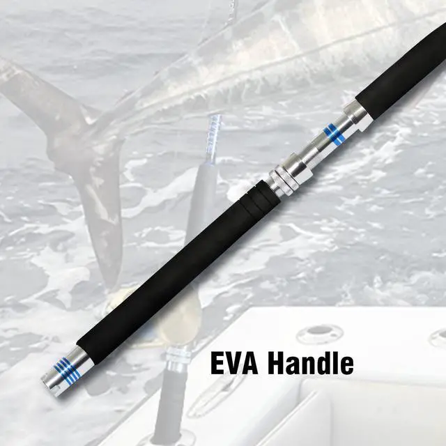 Alt view image 5 of 7 - 1-Piece/ 2-Piece Saltwater Offshore Trolling Rod Big Game Rod Conventional Boat Fishing Pole