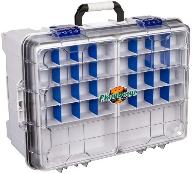 Main image of Outdoors 4000WPBC Tackle Box - HD Waterproof Tackle Satchel System, 2 Removable Waterproof Tuff Tainers, Floating Satchel, Fishing Tackle & Gear Storage, Zerust Anti-Rust Dividers, Gray/Clear